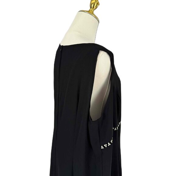 After Dark Black Rhinestone Square Neck Maxi Formal Dress Minimalist Simple Plus - Picture 13 of 15